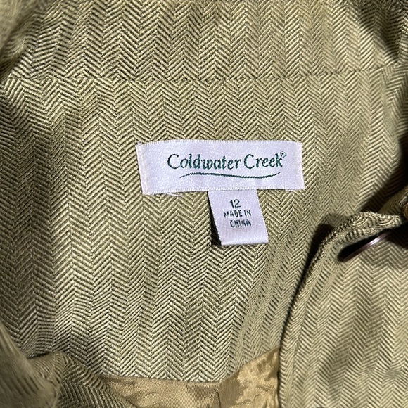 Coldwater Creek Collared Long Sleeve Olive Green Button Down Blazer - Picture 9 of 10
